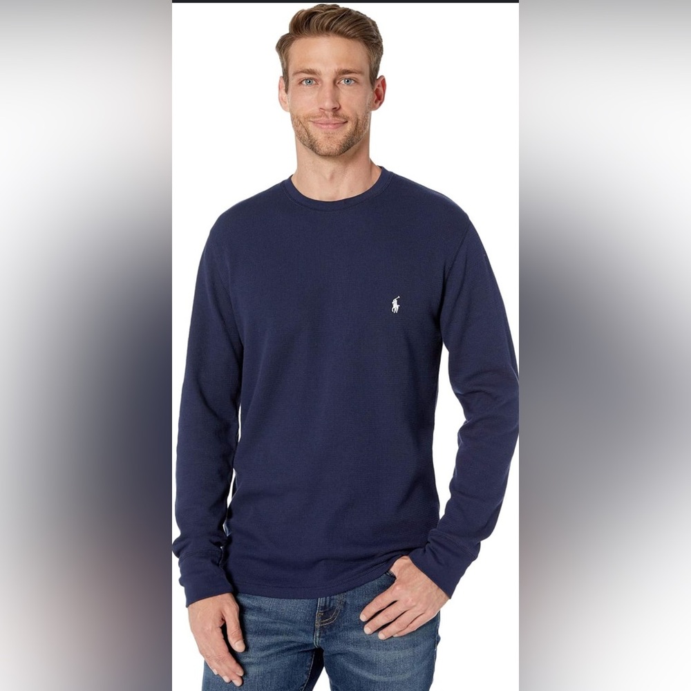 VGUC Polo Ralph Lauren long sleeve crew neck henley style cotton blend jersey